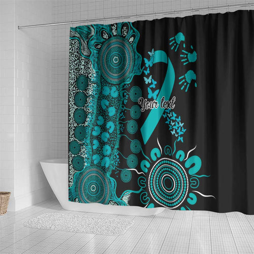 PTSD Awareness Personalised Shower Curtain Aboriginal Ribbon Dot Painting