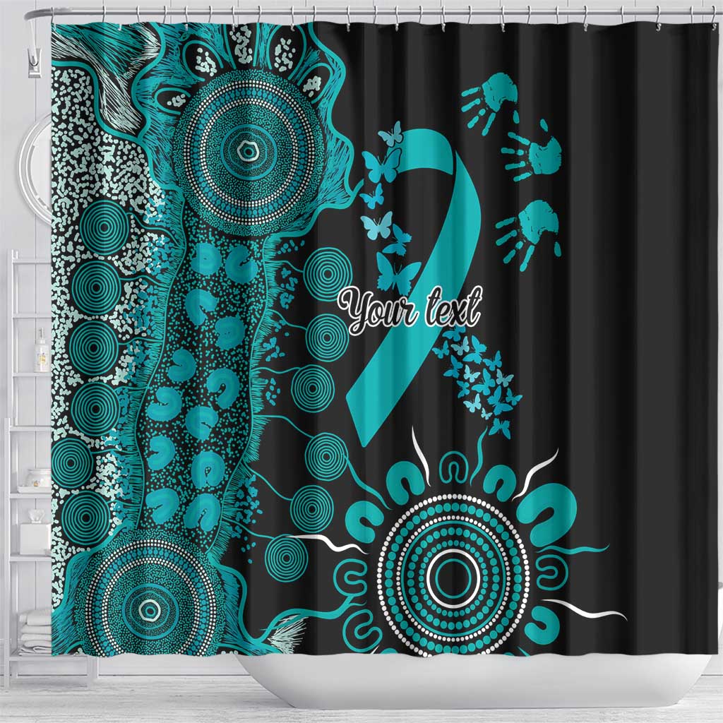 PTSD Awareness Personalised Shower Curtain Aboriginal Ribbon Dot Painting