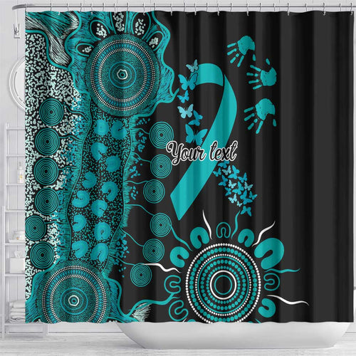 PTSD Awareness Personalised Shower Curtain Aboriginal Ribbon Dot Painting