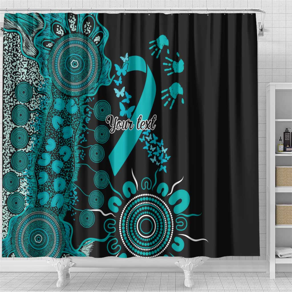 PTSD Awareness Personalised Shower Curtain Aboriginal Ribbon Dot Painting