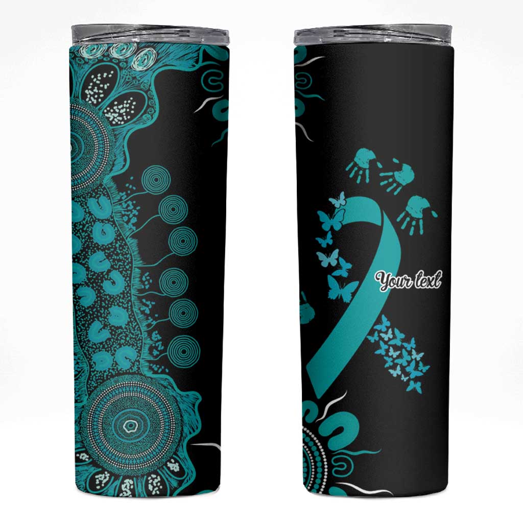 PTSD Awareness Personalised Skinny Tumbler Aboriginal Ribbon Dot Painting