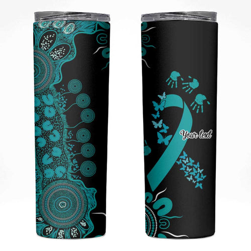 PTSD Awareness Personalised Skinny Tumbler Aboriginal Ribbon Dot Painting