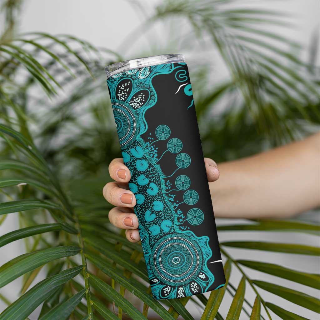 PTSD Awareness Personalised Skinny Tumbler Aboriginal Ribbon Dot Painting