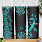 PTSD Awareness Personalised Skinny Tumbler Aboriginal Ribbon Dot Painting