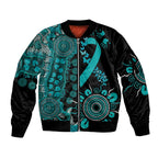 PTSD Awareness Personalised Sleeve Zip Bomber Jacket Aboriginal Ribbon Dot Painting