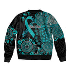 PTSD Awareness Personalised Sleeve Zip Bomber Jacket Aboriginal Ribbon Dot Painting