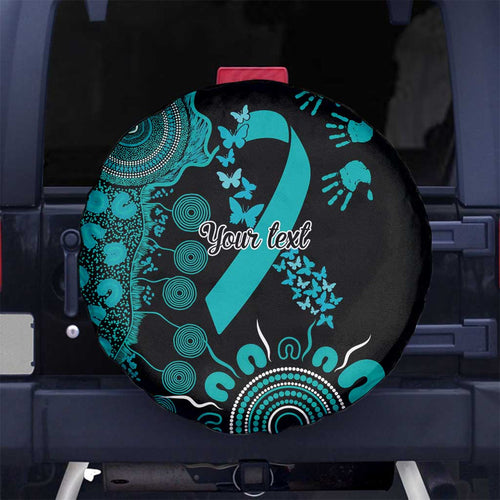 PTSD Awareness Personalised Spare Tire Cover Aboriginal Ribbon Dot Painting