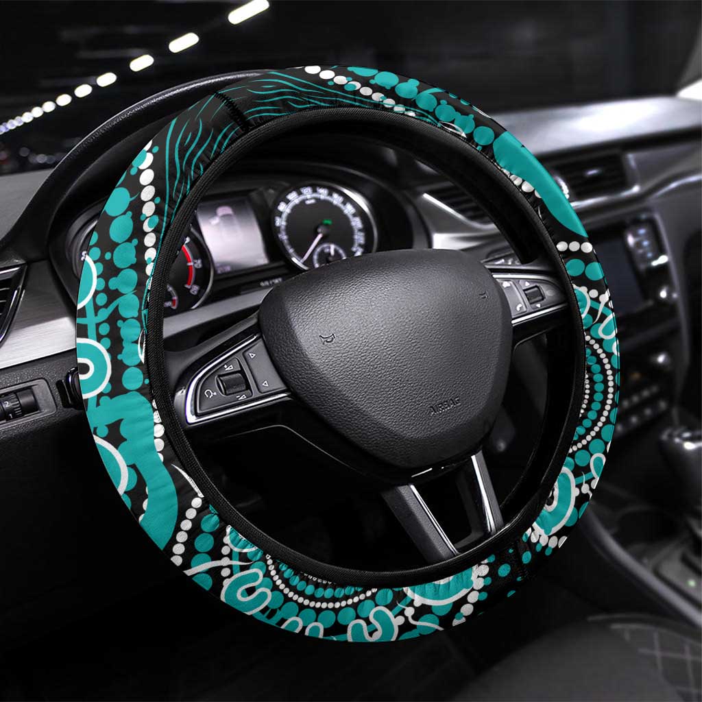 PTSD Awareness Steering Wheel Cover Aboriginal Ribbon Dot Painting
