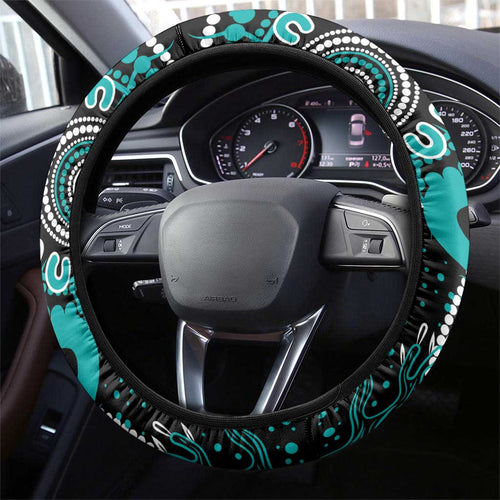 PTSD Awareness Steering Wheel Cover Aboriginal Ribbon Dot Painting