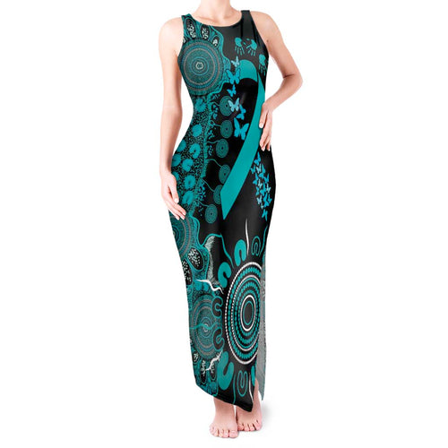 PTSD Awareness Personalised Tank Maxi Dress Aboriginal Ribbon Dot Painting