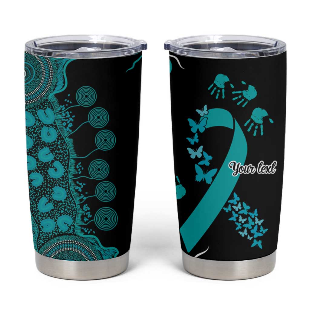 PTSD Awareness Personalised Tumbler Cup Aboriginal Ribbon Dot Painting