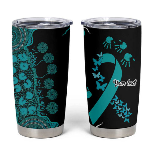 PTSD Awareness Personalised Tumbler Cup Aboriginal Ribbon Dot Painting
