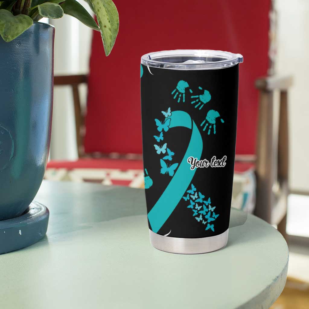 PTSD Awareness Personalised Tumbler Cup Aboriginal Ribbon Dot Painting
