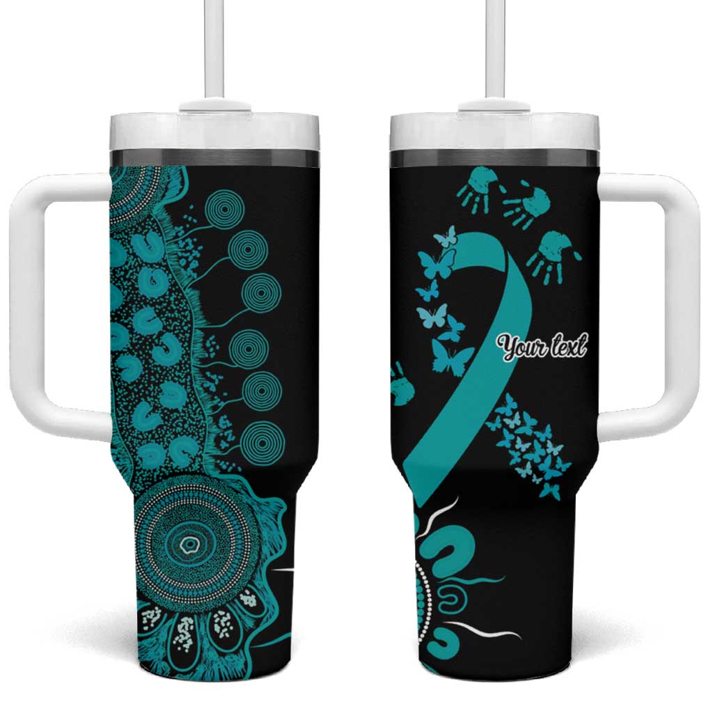 PTSD Awareness Personalised Tumbler With Handle Aboriginal Ribbon Dot Painting
