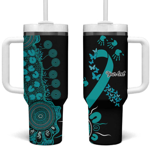 PTSD Awareness Personalised Tumbler With Handle Aboriginal Ribbon Dot Painting
