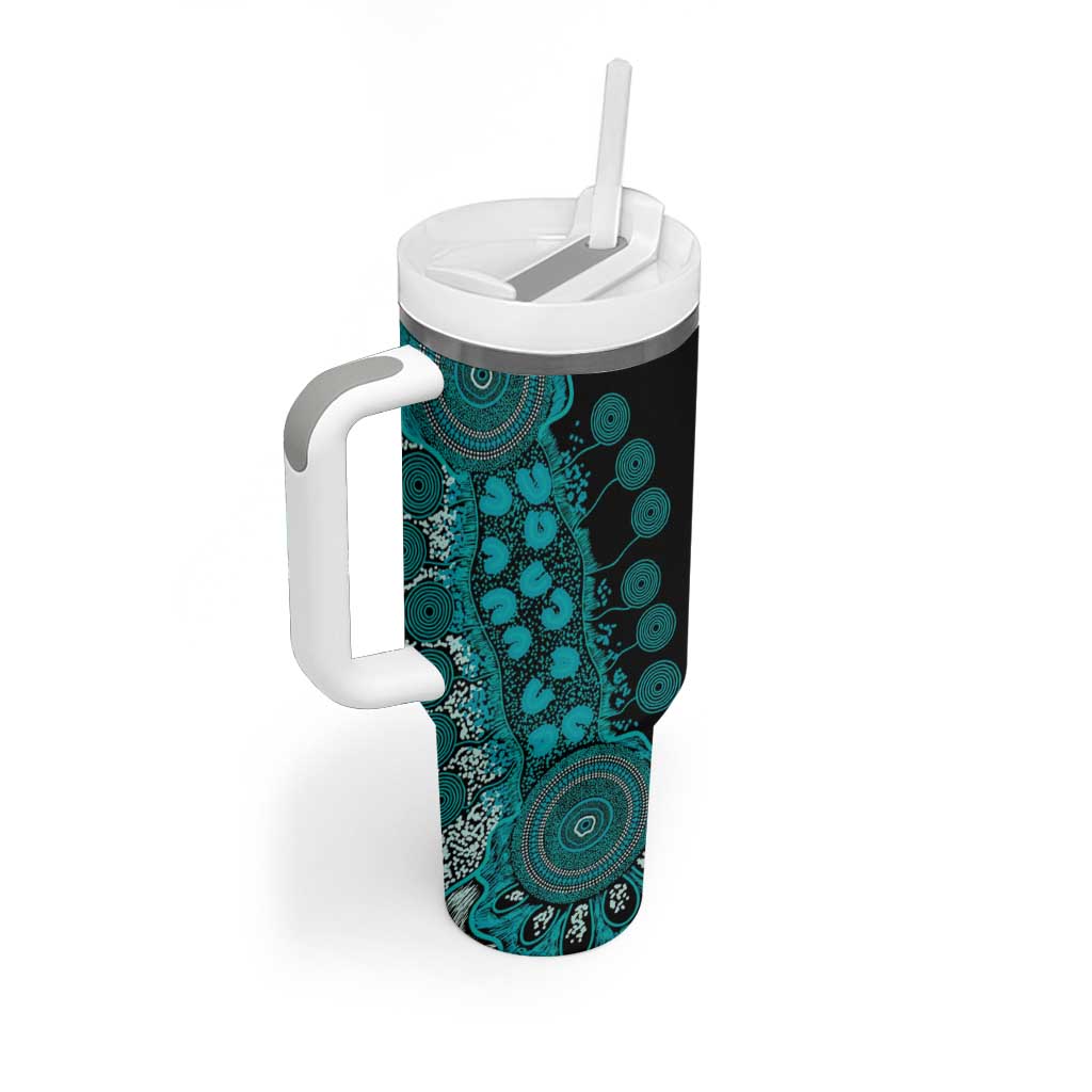 PTSD Awareness Personalised Tumbler With Handle Aboriginal Ribbon Dot Painting