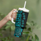 PTSD Awareness Personalised Tumbler With Handle Aboriginal Ribbon Dot Painting