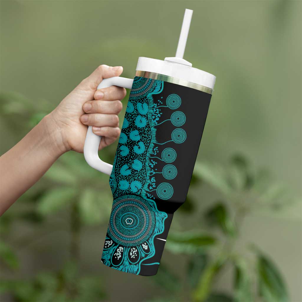 PTSD Awareness Personalised Tumbler With Handle Aboriginal Ribbon Dot Painting