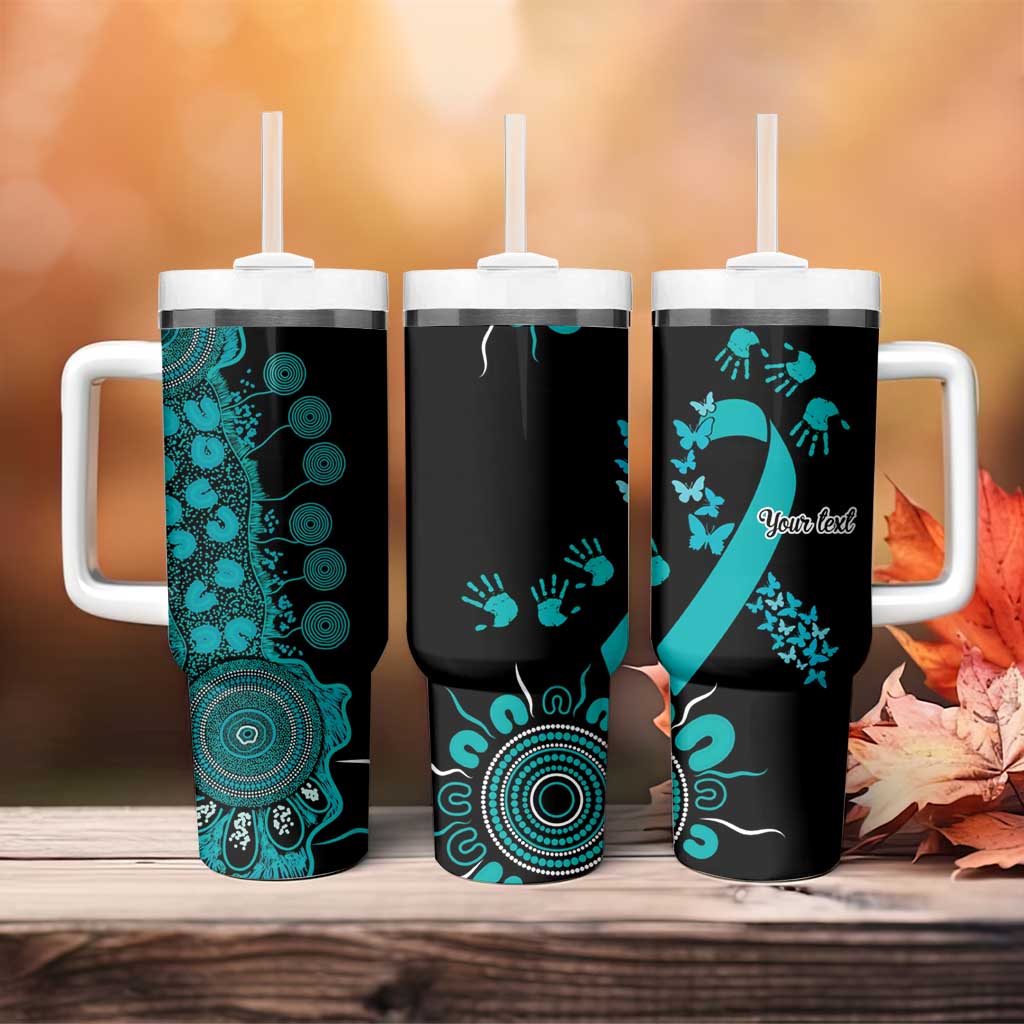 PTSD Awareness Personalised Tumbler With Handle Aboriginal Ribbon Dot Painting