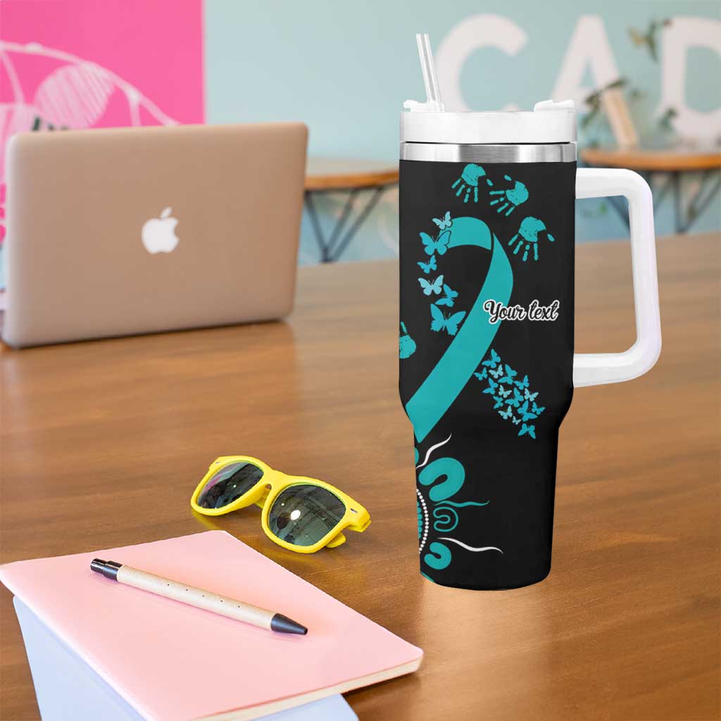 PTSD Awareness Personalised Tumbler With Handle Aboriginal Ribbon Dot Painting