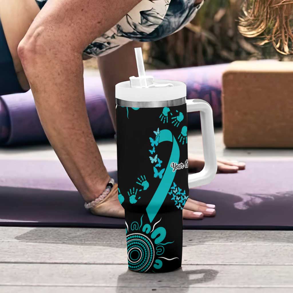 PTSD Awareness Personalised Tumbler With Handle Aboriginal Ribbon Dot Painting