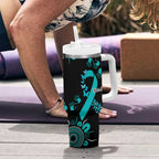 PTSD Awareness Personalised Tumbler With Handle Aboriginal Ribbon Dot Painting