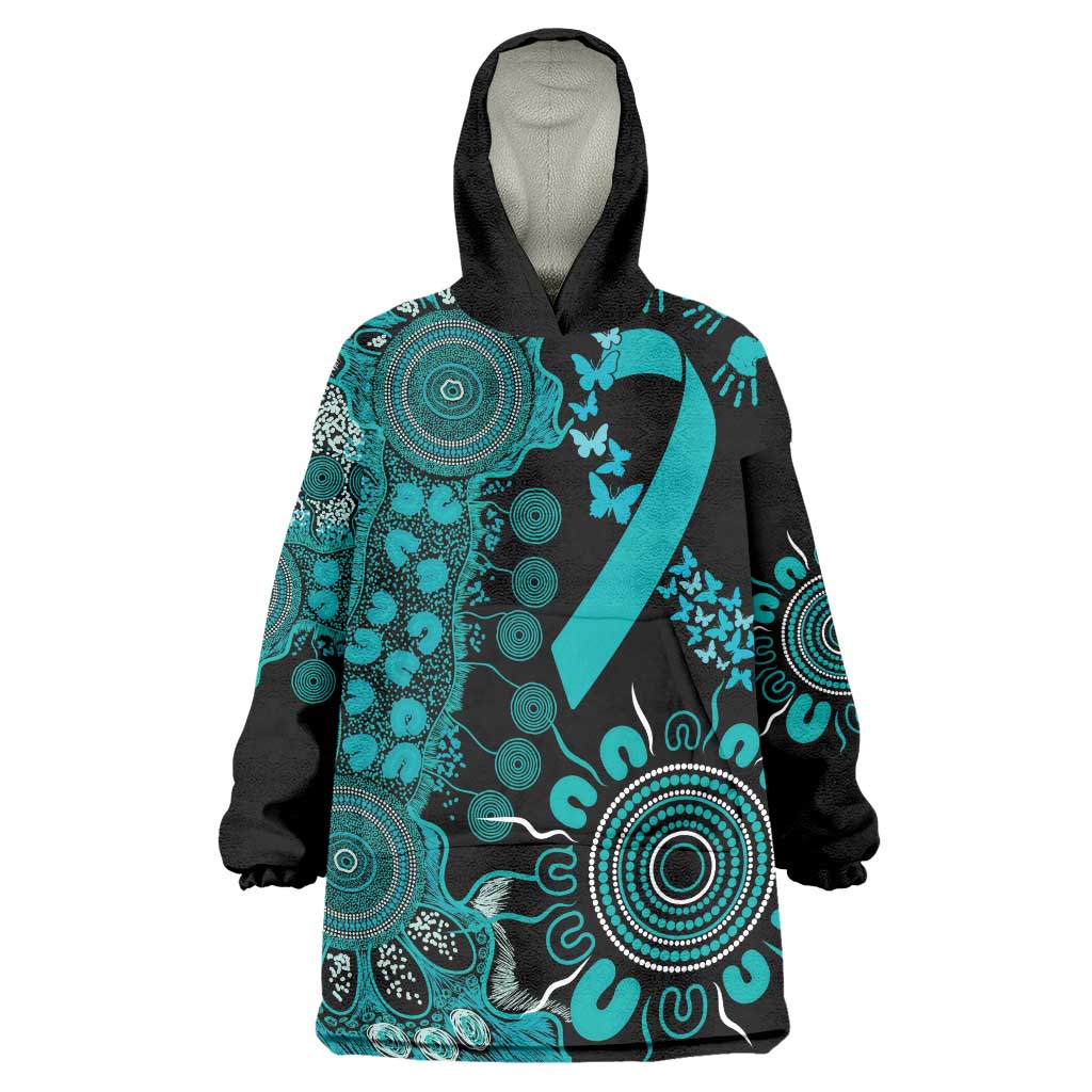PTSD Awareness Personalised Wearable Blanket Hoodie Aboriginal Ribbon Dot Painting