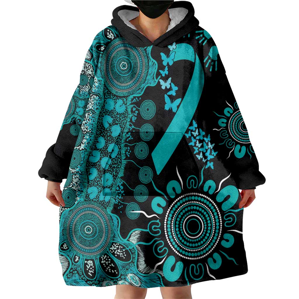 PTSD Awareness Personalised Wearable Blanket Hoodie Aboriginal Ribbon Dot Painting