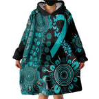 PTSD Awareness Personalised Wearable Blanket Hoodie Aboriginal Ribbon Dot Painting