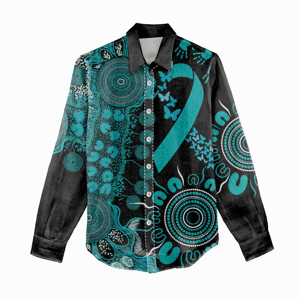 PTSD Awareness Personalised Women Casual Shirt Aboriginal Ribbon Dot Painting