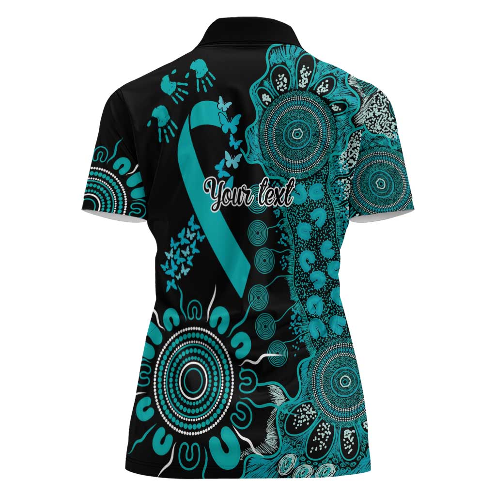 PTSD Awareness Personalised Women Polo Shirt Aboriginal Ribbon Dot Painting
