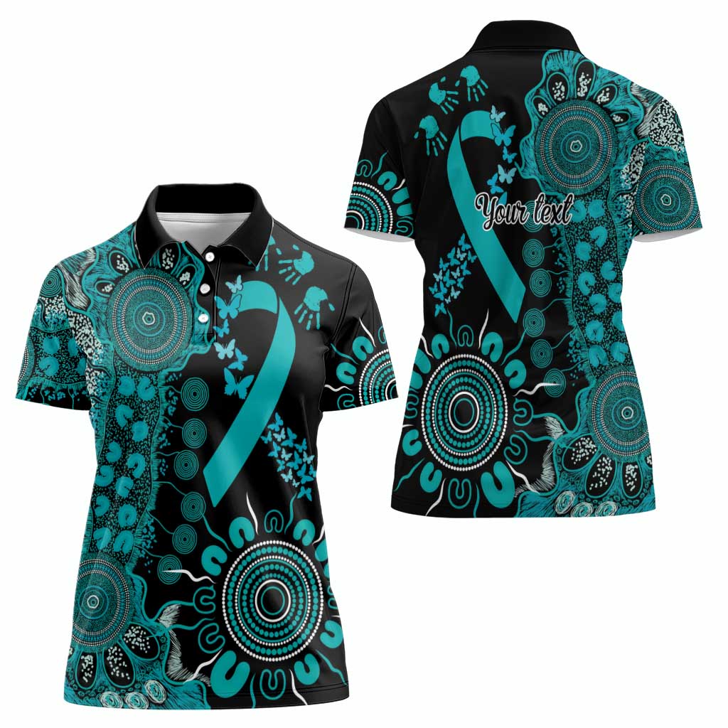 PTSD Awareness Personalised Women Polo Shirt Aboriginal Ribbon Dot Painting