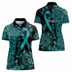 PTSD Awareness Personalised Women Polo Shirt Aboriginal Ribbon Dot Painting