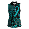 PTSD Awareness Personalised Women Sleeveless Polo Shirt Aboriginal Ribbon Dot Painting