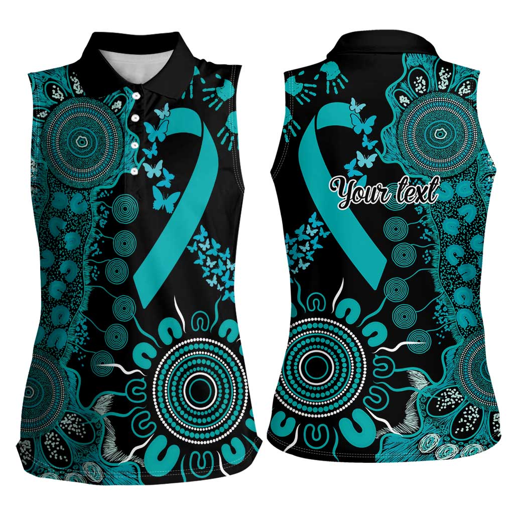 PTSD Awareness Personalised Women Sleeveless Polo Shirt Aboriginal Ribbon Dot Painting