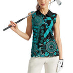 PTSD Awareness Personalised Women Sleeveless Polo Shirt Aboriginal Ribbon Dot Painting