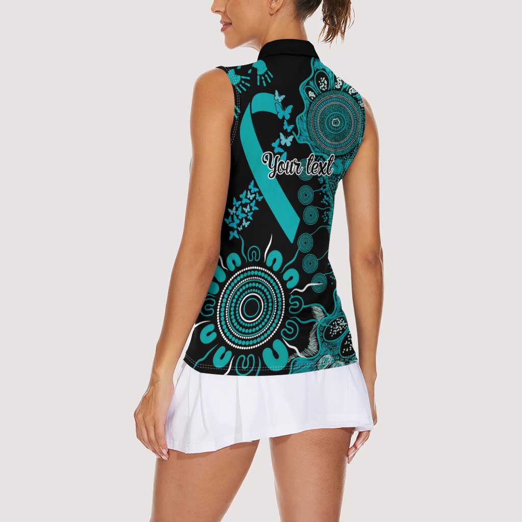 PTSD Awareness Personalised Women Sleeveless Polo Shirt Aboriginal Ribbon Dot Painting