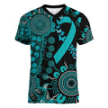 PTSD Awareness Personalised Women V-Neck T-Shirt Aboriginal Ribbon Dot Painting