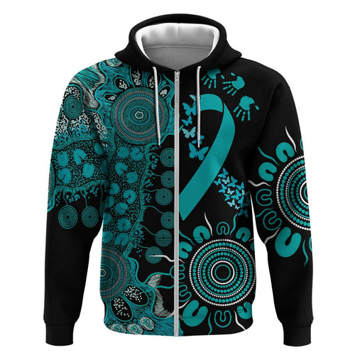 PTSD Awareness Personalised Zip Hoodie Aboriginal Ribbon Dot Painting