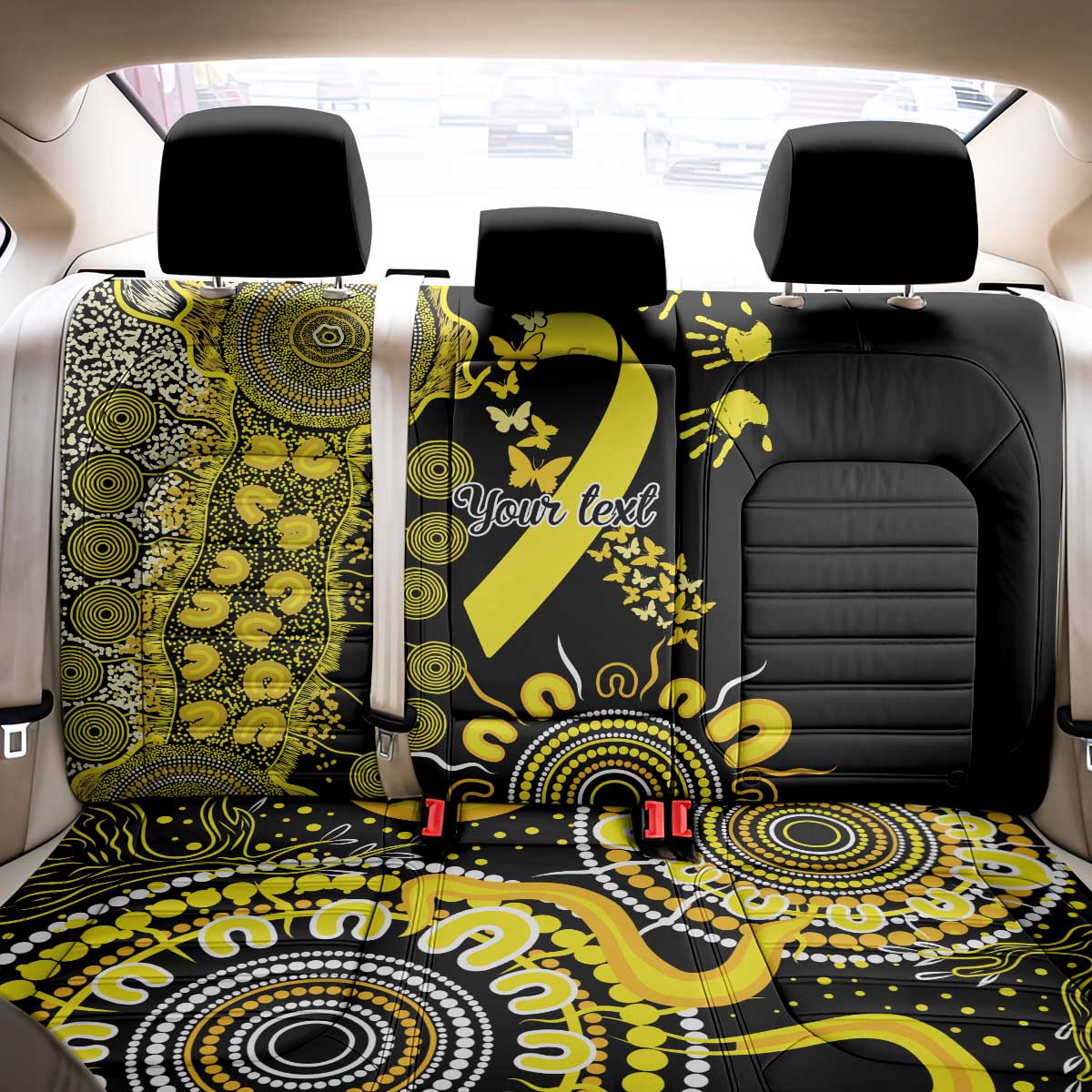 Sarcoma Awareness Personalised Back Car Seat Cover Aboriginal Ribbon Dot Painting