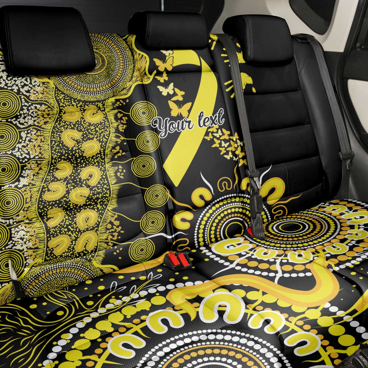 Sarcoma Awareness Personalised Back Car Seat Cover Aboriginal Ribbon Dot Painting