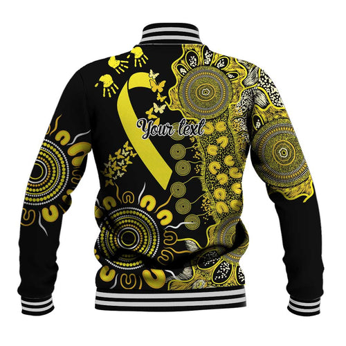 Sarcoma Awareness Personalised Baseball Jacket Aboriginal Ribbon Dot Painting