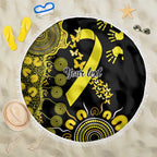 Sarcoma Awareness Personalised Beach Blanket Aboriginal Ribbon Dot Painting
