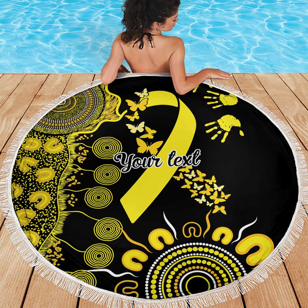 Sarcoma Awareness Personalised Beach Blanket Aboriginal Ribbon Dot Painting