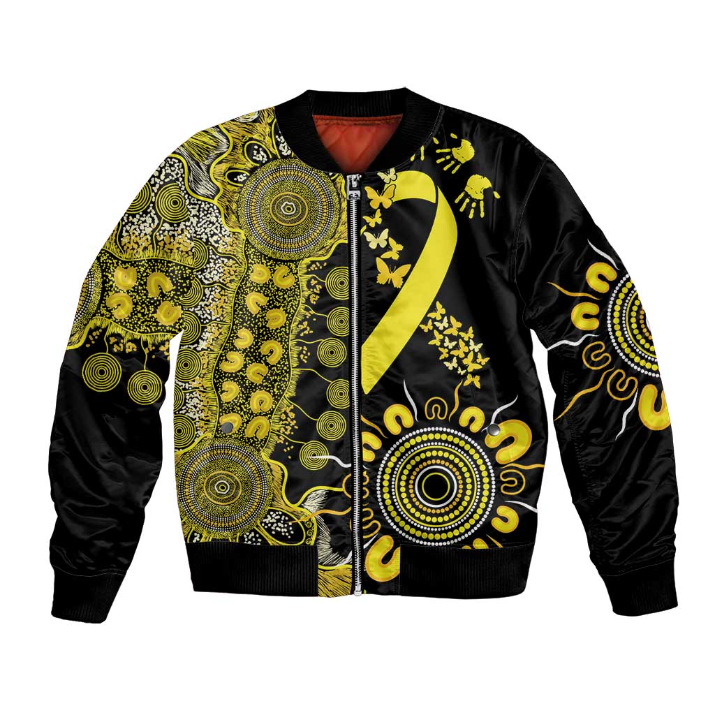 Sarcoma Awareness Personalised Bomber Jacket Aboriginal Ribbon Dot Painting