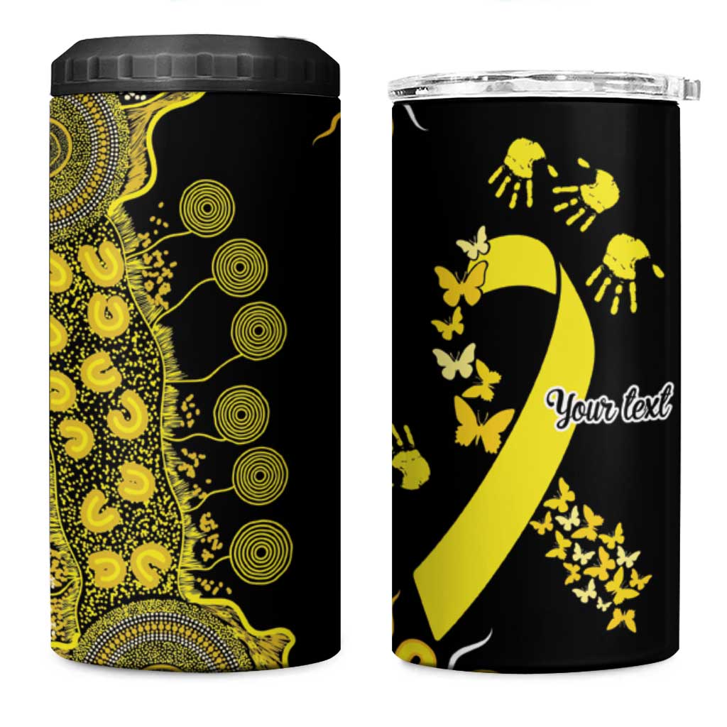 Sarcoma Awareness Personalised 4 in 1 Can Cooler Tumbler Aboriginal Ribbon Dot Painting