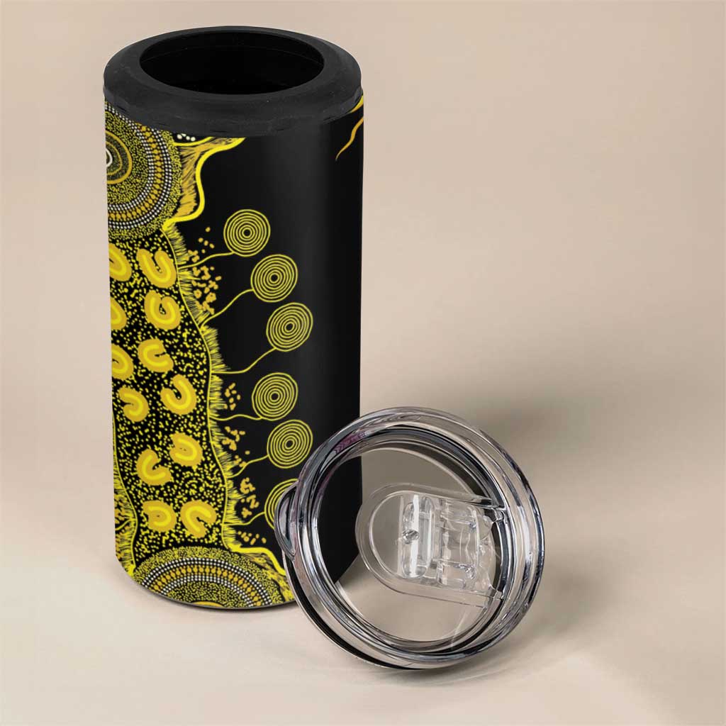 Sarcoma Awareness Personalised 4 in 1 Can Cooler Tumbler Aboriginal Ribbon Dot Painting