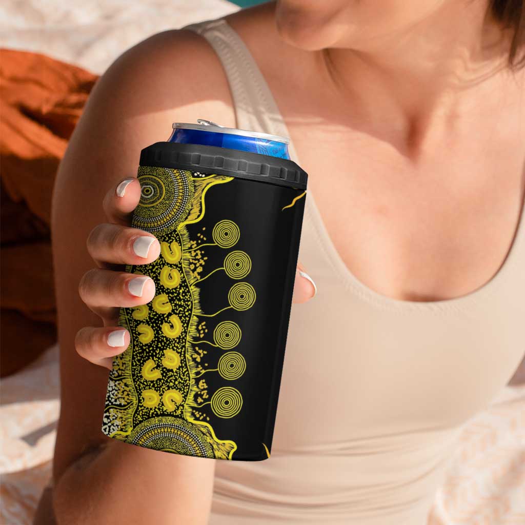 Sarcoma Awareness Personalised 4 in 1 Can Cooler Tumbler Aboriginal Ribbon Dot Painting
