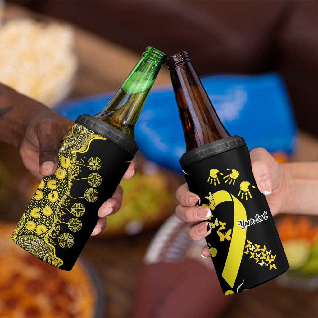 Sarcoma Awareness Personalised 4 in 1 Can Cooler Tumbler Aboriginal Ribbon Dot Painting