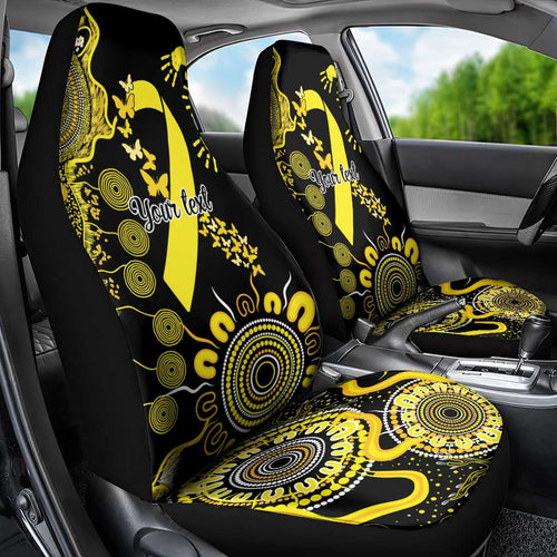Sarcoma Awareness Personalised Car Seat Cover Aboriginal Ribbon Dot Painting